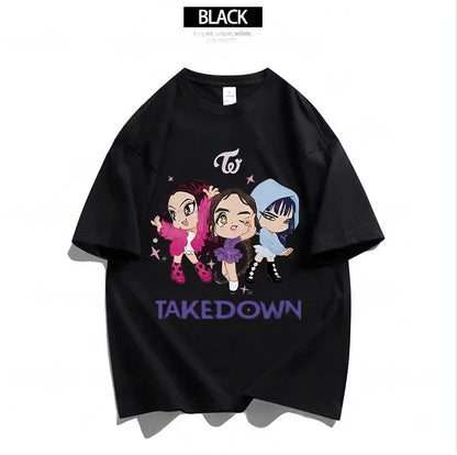 Cartoon Anime Film Kpop Demon Hunters Print T-shirt for Men Women Adult Clothes Summer Cotton Outdoor Wear Hip Hop Fashion Tops