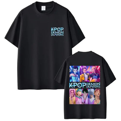KPop Demon Hunters Rumi Mira Zoey Saja Boys Derpy Tiger Double Sided Print T-shirts