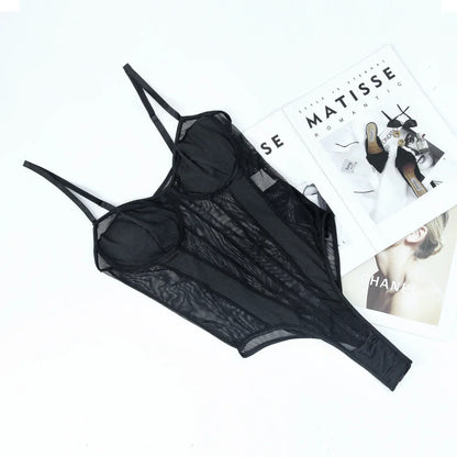 Sexy Bodysuit Lingerie Tight Fitting Women Deep V-neck Shaping Adjustable Shoulder Straps
