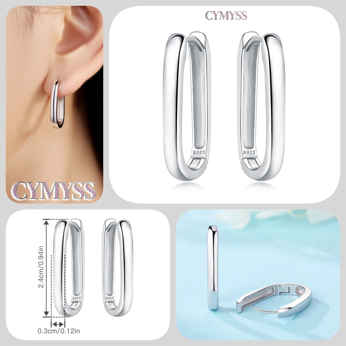 CYMYSS 2025 New 925 Sterling Silver Classic Hollow-out Versatile Hoop Earrings for Women Fine Jewelry Ideal Birthday Party Gifts