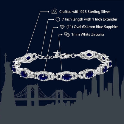 925 Sterling Silver Oval Gemstone Birthstone Tennis Bracelet for Women Fine Jewelry Gifts for Her Mom Women Wife USA Warehouse