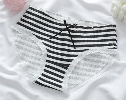 3PCS/set Cotton Bar Girl Panties Butterfly Sexy Design Unique Mid Waist Women Briefs Breathable Girls Underwear Soft Lingerie
