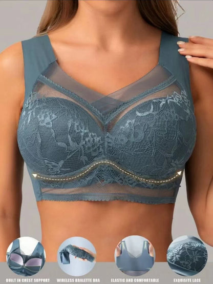 3-piece seamless lace bra set for women