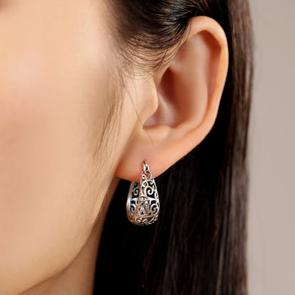CYMYSS 2025 New 925 Sterling Silver Classic Hollow-out Versatile Hoop Earrings for Women Fine Jewelry Ideal Birthday Party Gifts