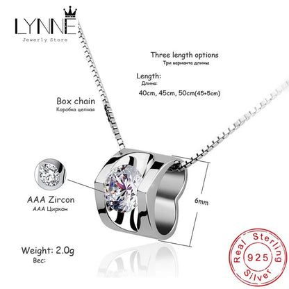 New Fashion 925 Sterling Silver Jewelry Exquisite Zircon Heart Pendant Necklaces Women&Girl Birthday Gift Collarbone Chain Neck