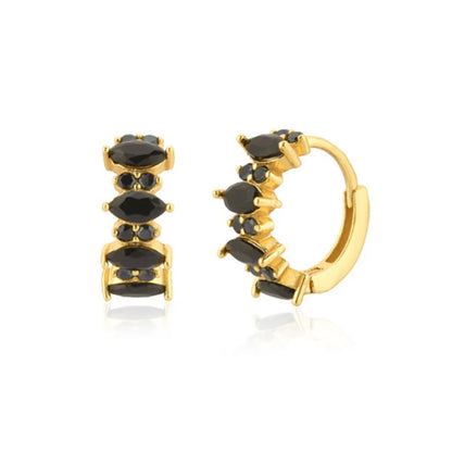 Luxury 925 Sterling Silver Ear Needle Flower Colorful Crystal Gold Earring For Women Hoop Earrings Trend Jewelry  Accessories