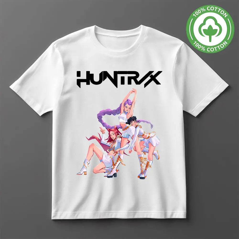 New Kpop Demon Hunter Cotton T-shirt Street Hip Hop Chic Y2K O-Neck Clothes Men and Women Anime Girls Print Harajuku Style Tops