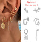 JINFU Gold Plated Earrings Set For Women Boho Style CZ Zircon Women's Clip Stud Dangle Hoop Earrings 2022 Jewelry Wholesale