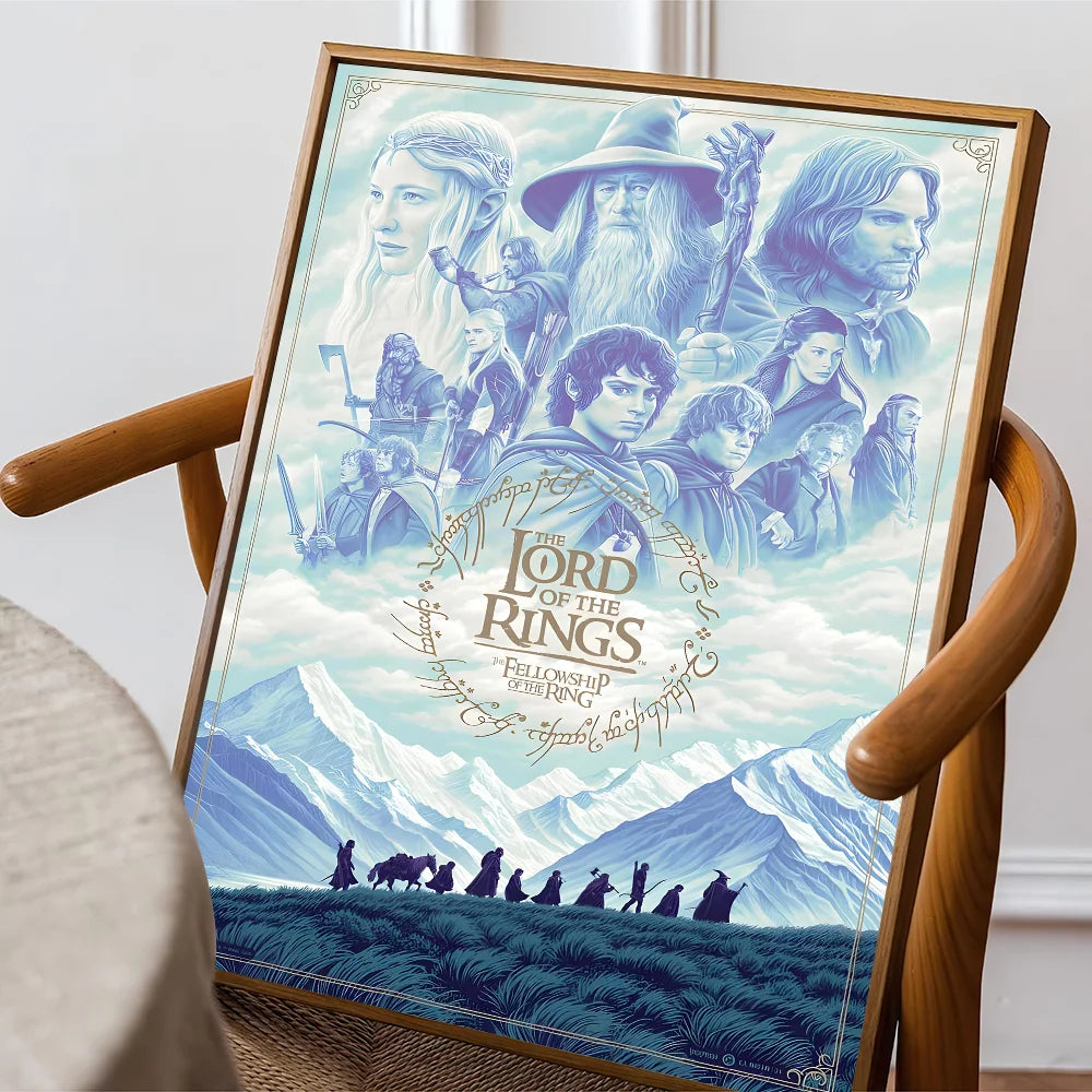 Movie L-Lord O-Of T-The R-Rings Poster Sticky Posters Retro Kraft Paper Sticker DIY Room Bar Cafe Aesthetic Art Wall Painting