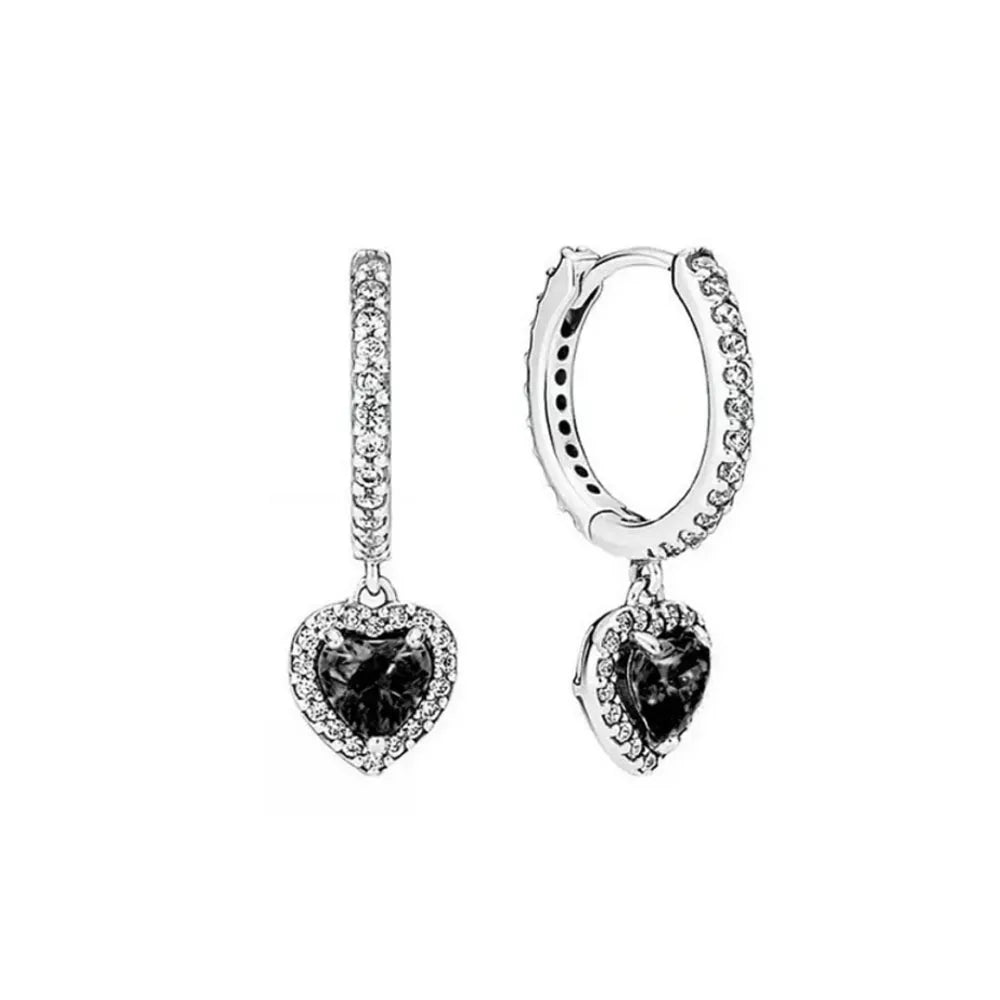 European New S925 Silver Zircon Heart-ShapedColored Earrings Suitable For Women's Holiday Exquisite Charm Jewelry Gifts