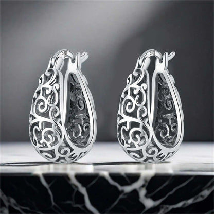 CYMYSS 2025 New 925 Sterling Silver Classic Hollow-out Versatile Hoop Earrings for Women Fine Jewelry Ideal Birthday Party Gifts