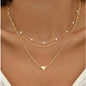 3pcs Women's Pearl Necklace Set 14K Gold Fashion Love Heart Pendant Waterproof Hypoallergenic Collarbone Neck Chain Jewelry