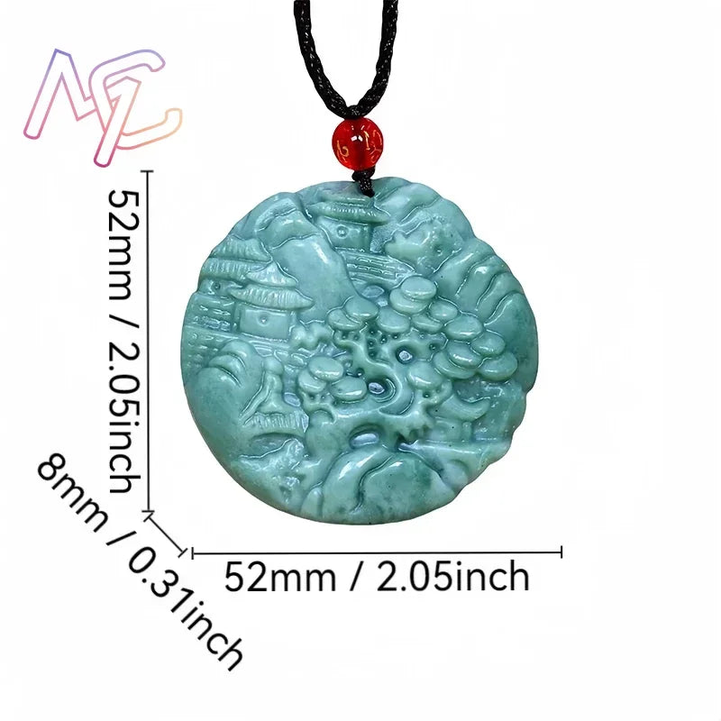 Light Green Natural Jade Flower Heart Pendant Necklace Real Jewellery Carved Gemstone Fashion Charm Amulet Gifts for Women Men