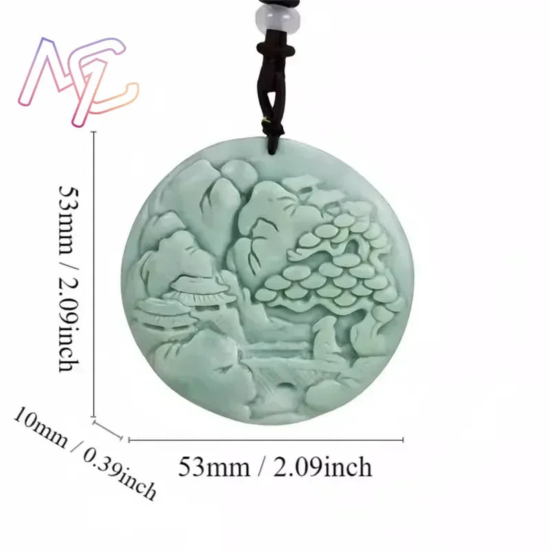 Light Green Natural Jade Flower Heart Pendant Necklace Real Jewellery Carved Gemstone Fashion Charm Amulet Gifts for Women Men