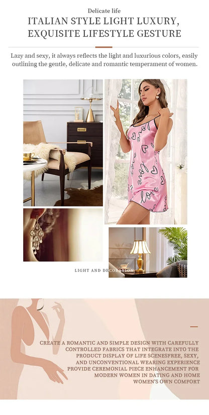 Heart Letter Print Spaghetti Strap Women's Sleepwear