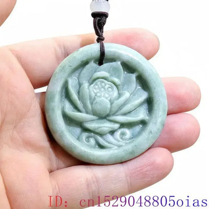Light Green Natural Jade Flower Heart Pendant Necklace Real Jewellery Carved Gemstone Fashion Charm Amulet Gifts for Women Men