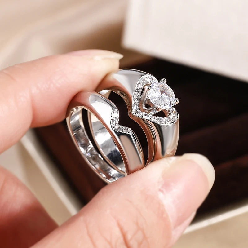 2024 New Trend S925 Silver Round Bright Zircon Ring For Women Single Engagement Wedding Christmas Gift Elegant Jewelry