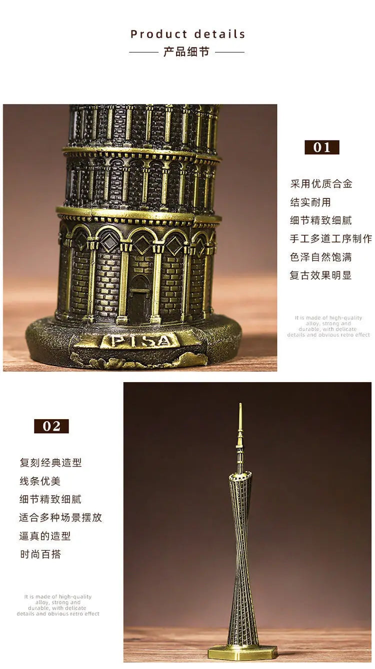 Iron Landmark Building Model Eiffel Tower Oriental Pearl Creative Home Decor Living Room Decorations Metal Ornaments