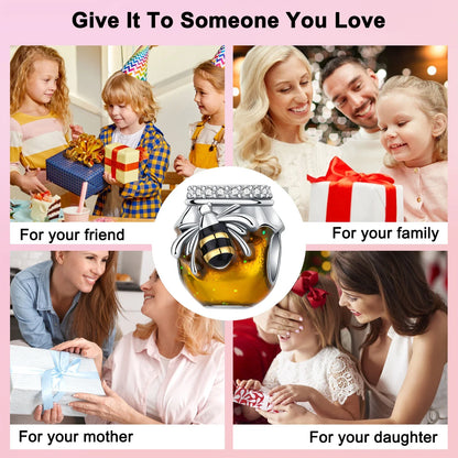 925 Sterling Silver Bee Honey jar Yellow series pandent Charm Fit Bracelet DIY Bead Ms Premium Jewelry Valentine's Birthday Gift
