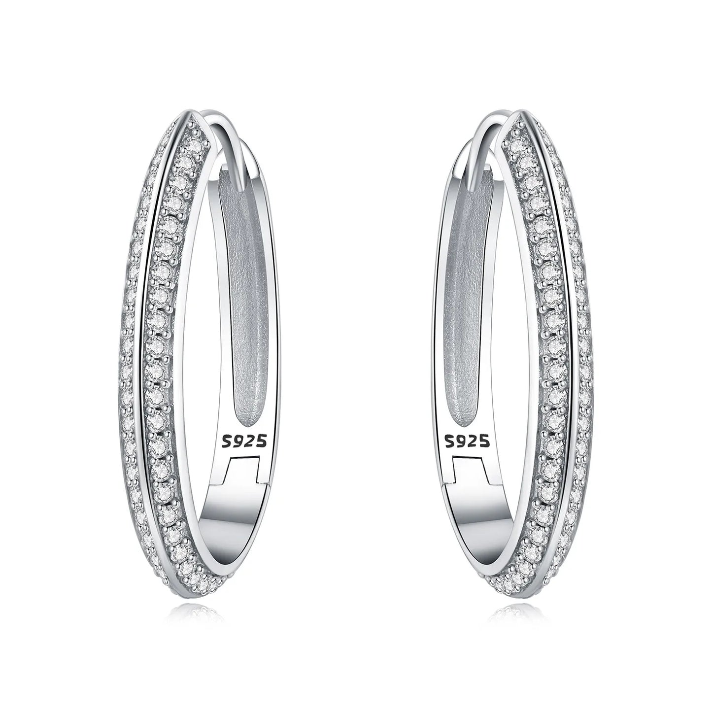 CYMYSS 2025 New 925 Sterling Silver Classic Hollow-out Versatile Hoop Earrings for Women Fine Jewelry Ideal Birthday Party Gifts