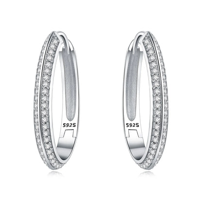 CYMYSS 2025 New 925 Sterling Silver Classic Hollow-out Versatile Hoop Earrings for Women Fine Jewelry Ideal Birthday Party Gifts