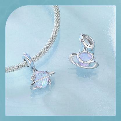 Bamoer 100% 925 Sterling Silver Romantic Crystal Butterfly Iris Charm For Women Fit Bracelet DIY Necklace Fine Jewelry Gift