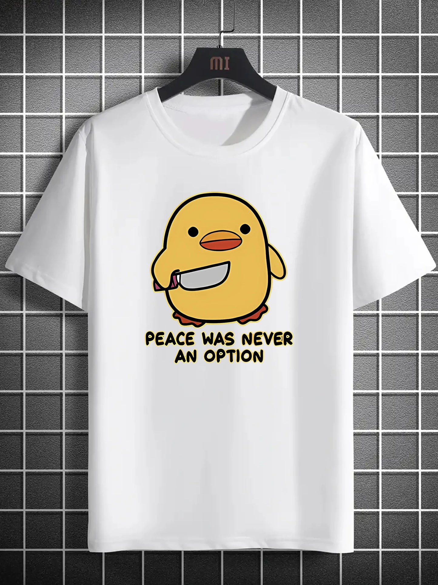Cartoon Duck Graphic Peace Slogan Print T-shirt