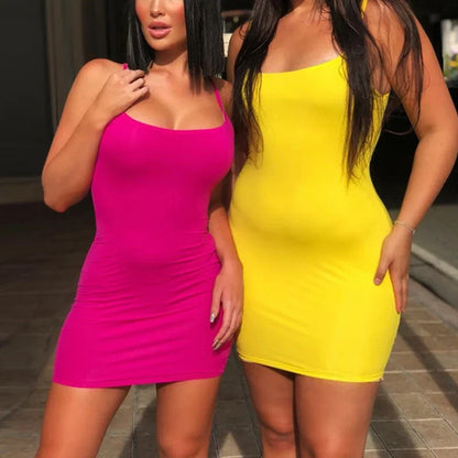 Summer Spaghetti Strap Mini Dress Women