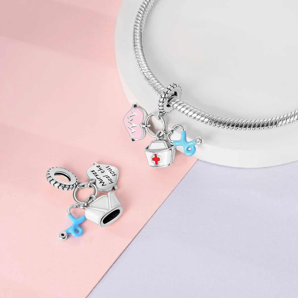 Original Charms 925 Silver Plated Bee Moon Star Pendant Fit Bracelet Making For Woman Fashion Jewelry
