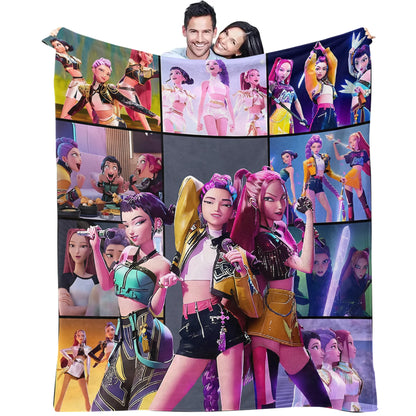 K-Pop Demon Hunters Blanket Hot Anime Flannel Blanket