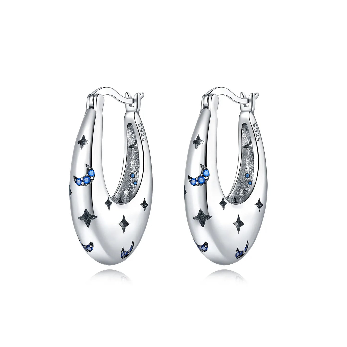 CYMYSS 2025 New 925 Sterling Silver Classic Hollow-out Versatile Hoop Earrings for Women Fine Jewelry Ideal Birthday Party Gifts