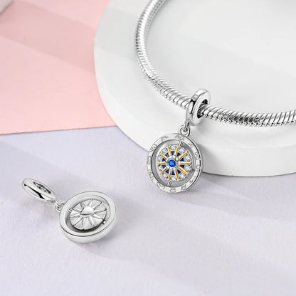 Original Charms 925 Silver Plated Bee Moon Star Pendant Fit Bracelet Making For Woman Fashion Jewelry