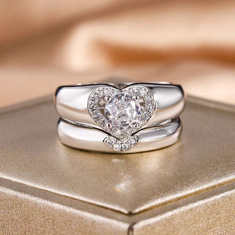 2024 New Trend S925 Silver Round Bright Zircon Ring For Women Single Engagement Wedding Christmas Gift Elegant Jewelry