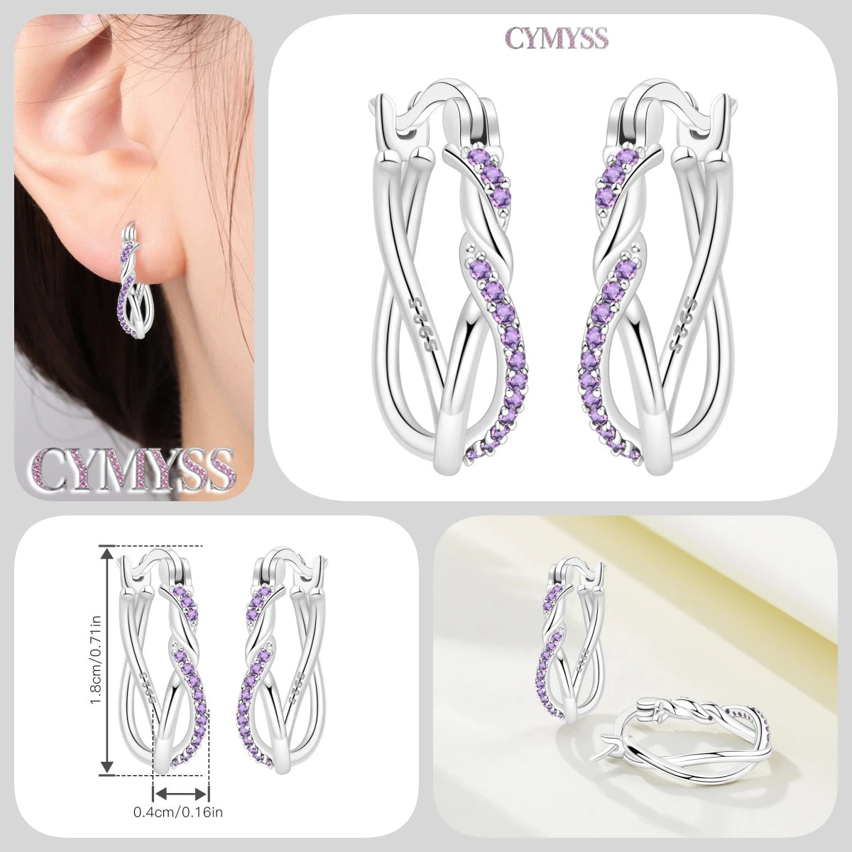 CYMYSS 2025 New 925 Sterling Silver Classic Hollow-out Versatile Hoop Earrings for Women Fine Jewelry Ideal Birthday Party Gifts
