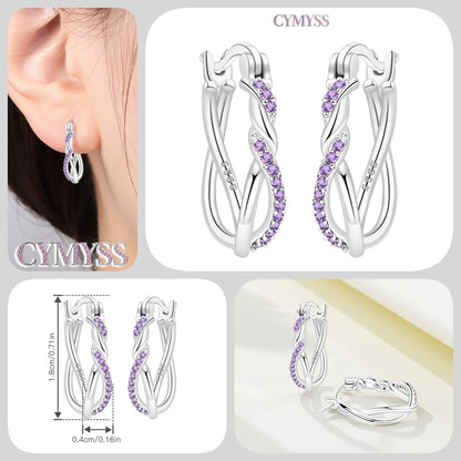 CYMYSS 2025 New 925 Sterling Silver Classic Hollow-out Versatile Hoop Earrings for Women Fine Jewelry Ideal Birthday Party Gifts