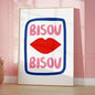 Maximalist Eclectic Posters and Prints Pink French Quotes Bisou Bisou Bonjour Bonne Nuit Wall Art Living Room Home Decor