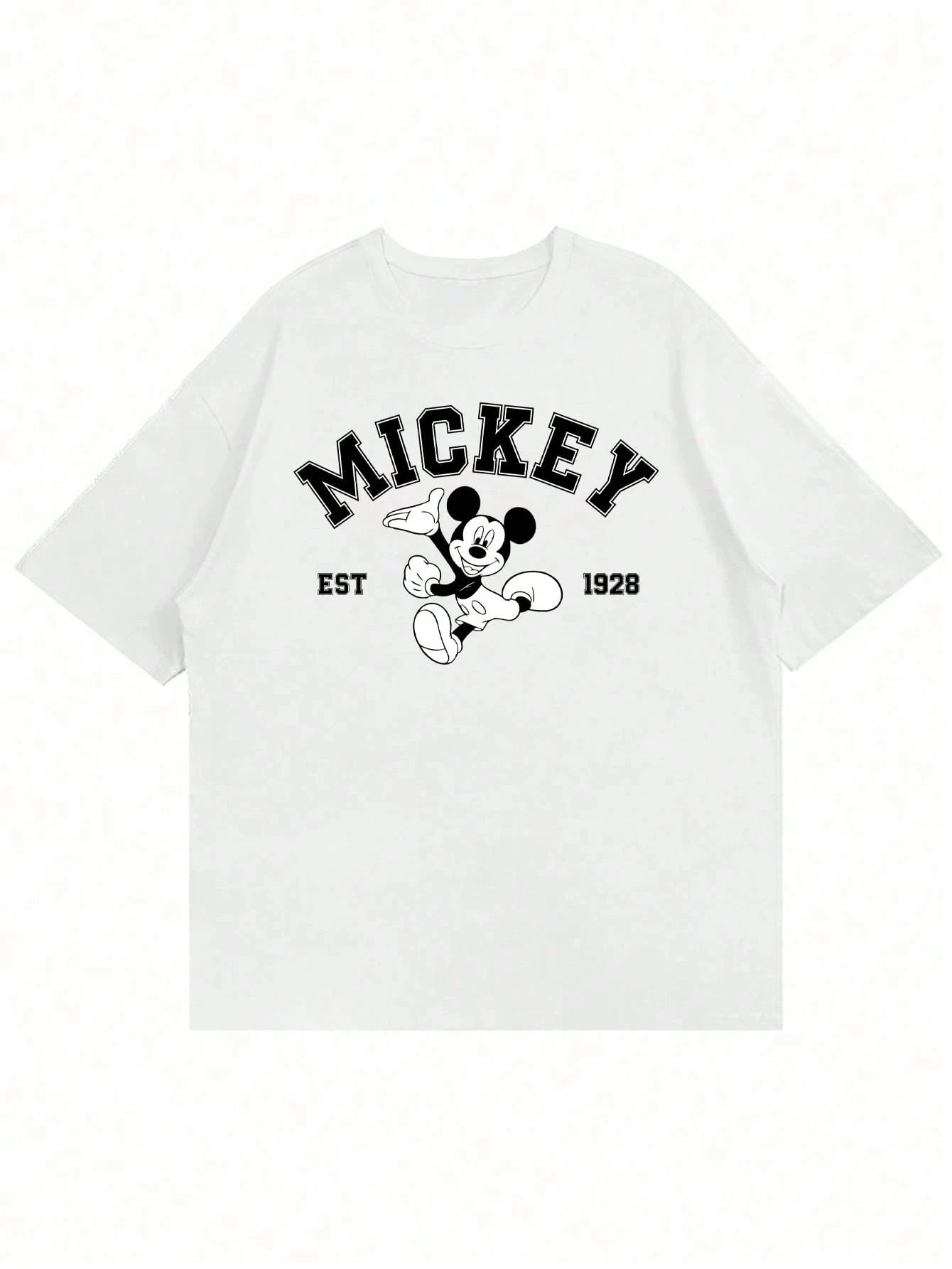 Disney Mickey Mouse Casual Cartoon Print Short Sleeve T-Shirt for Men Summer Oversized Shirt Family