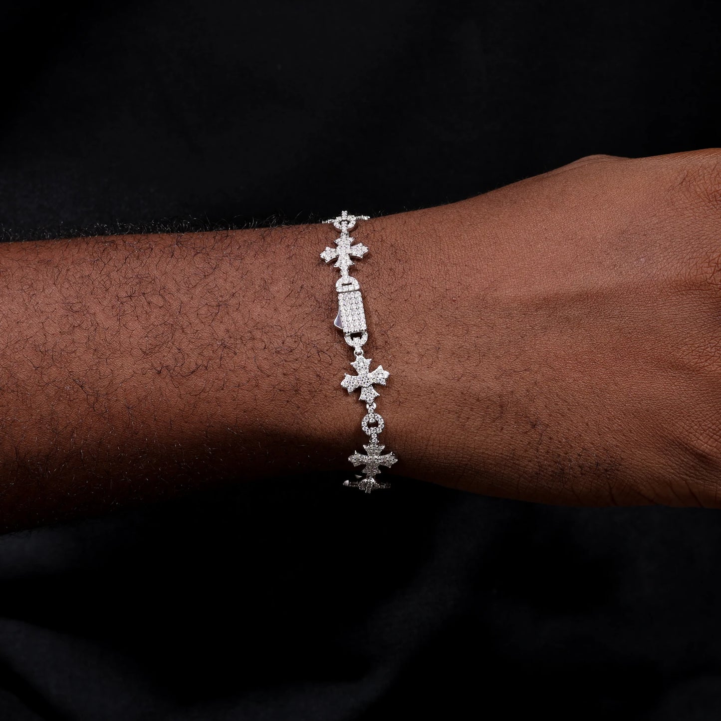 2024 New Sterling Silver 925 Charm Corss Chain Bracelets For Women Men Iced Out Moissanite Fine Jewelry Gifts