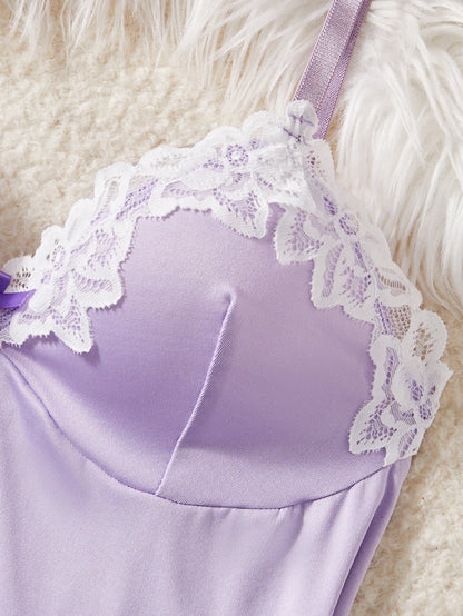 Light Purple Women Nighttime Lingerie Babydoll