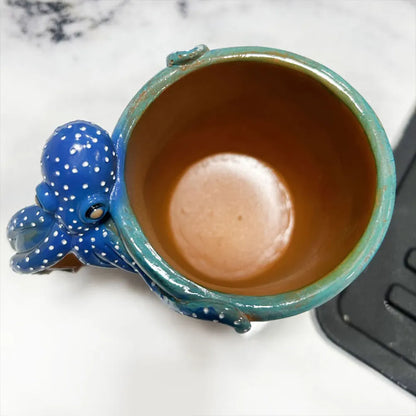 New Deep Blue Octopus Mug Handmade Statue Sea Animal Mug With Handle Novelty Coffee Milk Tea Juice Hot and Cold Drinkware Cup