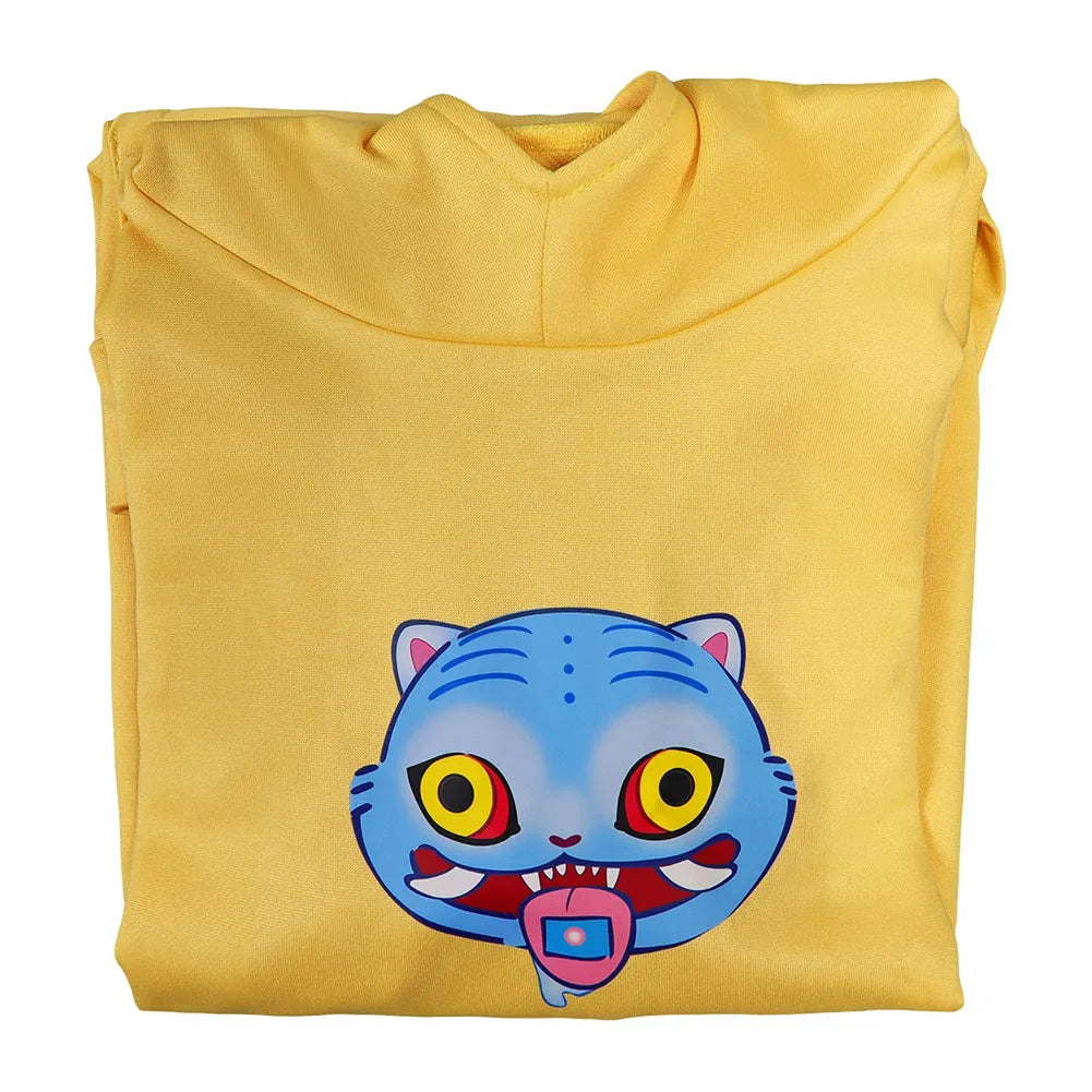 HUNTRX Zoey Cosplay Yellow Hoodies Long Coat Costume Cartoon Demon Hunter of KPop Disguise Casual Cute Sweater Wig Set Halloween