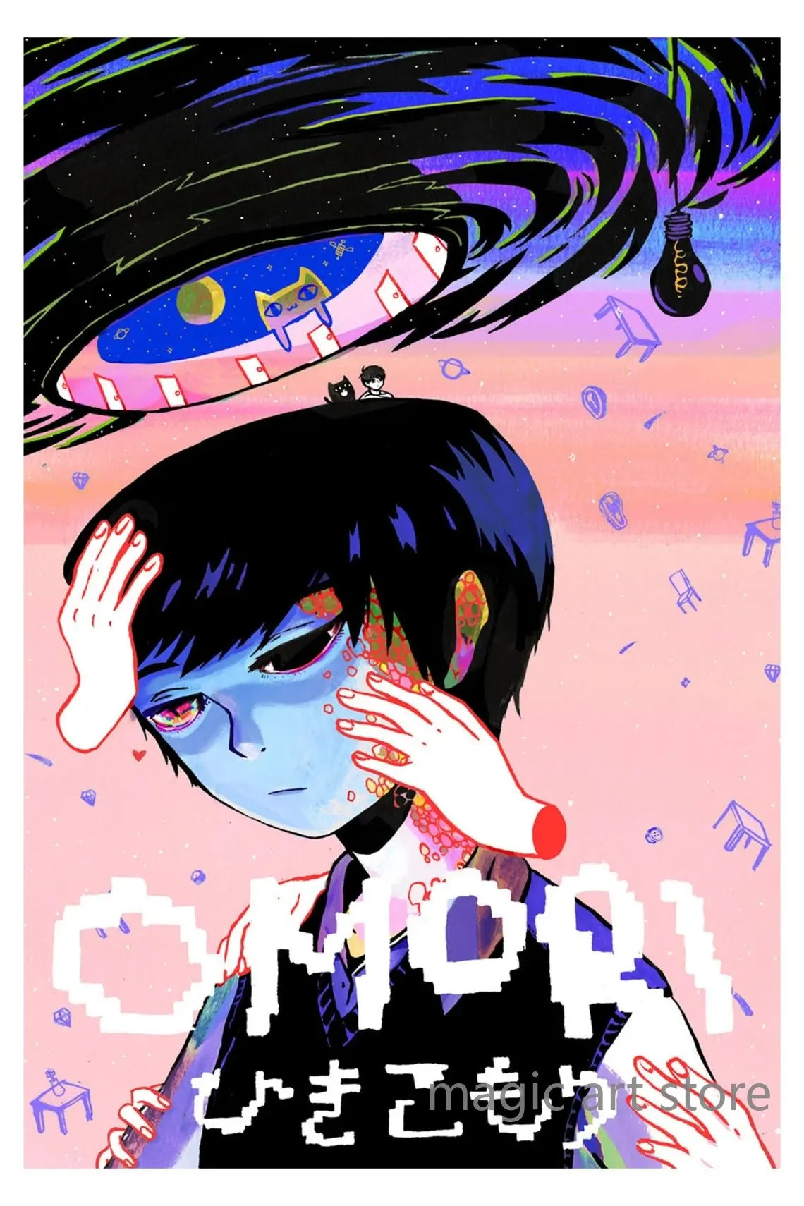 Horror Anime Style Video Game Omori Main Character Game Scene Art Poster Canvas Painting Wall Print Picture Room Home Bar Decor