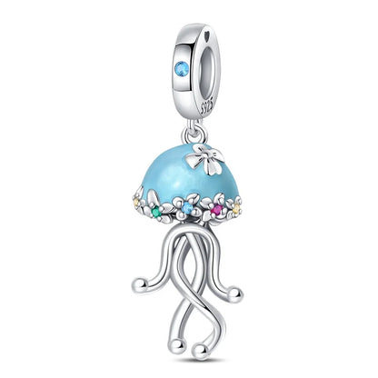 Blue Series 925 Sterling Silver Turtle,Whale & Seahorse Dangle Charm Fits Bracelet Kids Ocean Jewelry Accessories