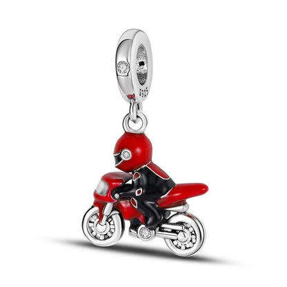 925 Sterling Silver Motorcycle Red Sports Car SUV Bus Car Keys Charm Pendants For Women Fit DIY Bracelets Party Birthday Jewelry