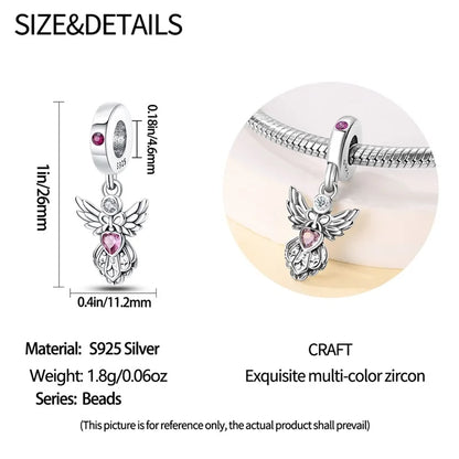 Hot Sale 925 Silver Retro Heart Shape Lotus Angel Charm Beads Fit Pandach Original DIY Bracelets Birthday Gifts Fine Jewelry