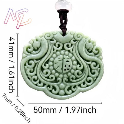 Light Green Natural Jade Flower Heart Pendant Necklace Real Jewellery Carved Gemstone Fashion Charm Amulet Gifts for Women Men