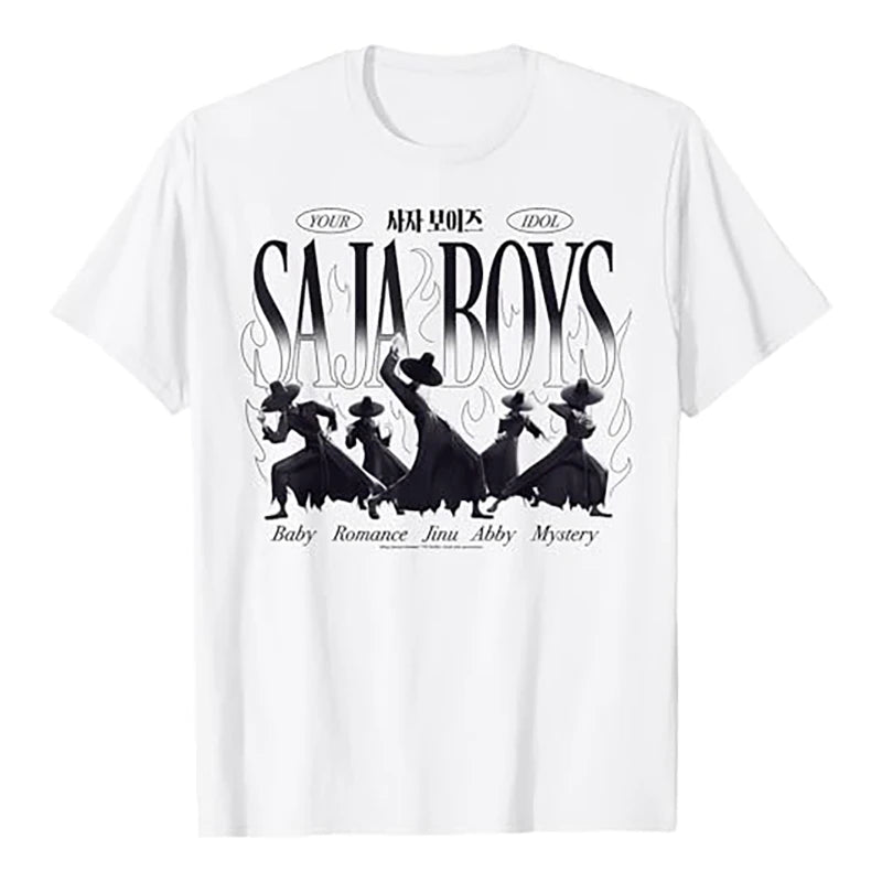 K-pop Demon Hunter Rumi Mira Zpey Movie Pattern T-Shirt Unisex Original Harajuku Style High-Quality Cotton T-Shirt Streetwear