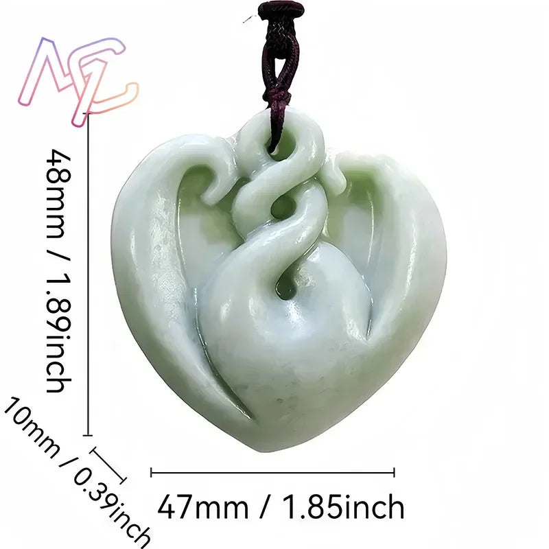 Light Green Natural Jade Flower Heart Pendant Necklace Real Jewellery Carved Gemstone Fashion Charm Amulet Gifts for Women Men