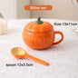 Pumpkin Mug Ceramic with Lid with Spoon Coffee Cups Milk Tea Breakfast Creative Handle Design Gift Drinkware Kitchen Halloween