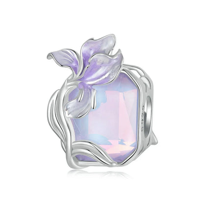 Bamoer 100% 925 Sterling Silver Romantic Crystal Butterfly Iris Charm For Women Fit Bracelet DIY Necklace Fine Jewelry Gift